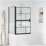 vidaXL Bad Douchescreen Zwart en transparant 116 x 68 x 128 cm