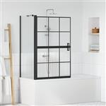vidaXL Bad Douchescreen Zwart en transparant 116 x 68 x 128 cm