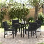 vidaXL Tuin Eetset met kussen 5 pcs Zwart Poly riet