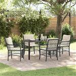 vidaXL Tuin Eetset met kussen 5 pcs Zwart Poly riet