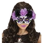 Dia De Los Muertos Oogmasker Paars Rozen