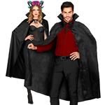 Halloween Cape Zwart Met Kraag 1,3m
