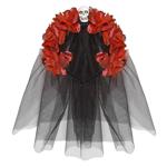 Halloween Haarband Zwart Rood Sluier