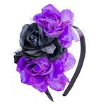 Dia De Los Muertos Haarband Zwart Paars Bloemen