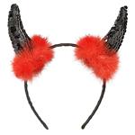 Halloween Haarband Rood Zwart Duivel Hoorns