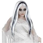 Halloween Pruik Wit Zwart Geest