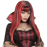 Halloween Pruik Rood Zwart Dames Vampier