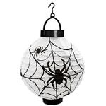 Halloween Lantaarn Zwart Wit Spinnenweb 20cm