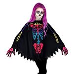 Halloween Poncho Gekleurd Kind Skelet