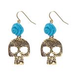 Halloween Oorbellen Blauw Schedels Met Roos