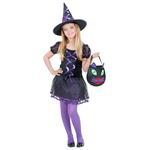 Halloween Jurk Zwart Paars Meisje Heks 2 delig