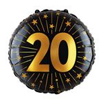 20 Jaar Helium Ballon Zwart Goud Leeg 45cm