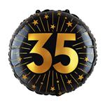 35 Jaar Helium Ballon Zwart Goud Leeg 45cm