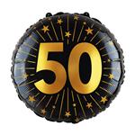 50 Jaar Helium Ballon Zwart Goud Folie Leeg 45cm