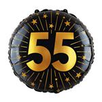 55 Jaar Helium Ballon Zwart Goud Leeg 45cm