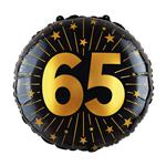 65 Jaar Helium Ballon Zwart Goud Leeg 45cm