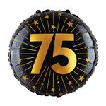 75 Jaar Helium Ballon Zwart Goud Leeg 45cm