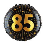 85 Jaar Helium Ballon Zwart Goud Leeg 45cm