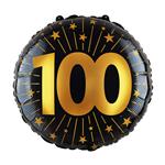100 Jaar Helium Ballon Zwart Goud Leeg 45cm