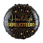 Hartelijk Gefeliciteerd Helium Ballon Zwart Goud Leeg 45cm