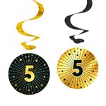 5 Jaar Hangdecoratie Goud Zwart 95cm 4st