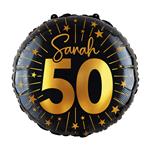 50 Jaar Helium Ballon Zwart Goud Sarah Leeg 45cm