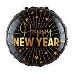 Happy New Year Helium Ballon Zwart Goud Leeg 45cm