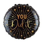 Geslaagd Helium Ballon Zwart Goud You Did It Leeg 45cm