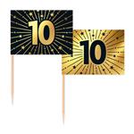 10 Jaar Cocktailprikkers Goud Zwart 50st
