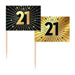 21 Jaar Cocktailprikkers Goud Zwart 50st