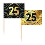 25 Jaar Cocktailprikkers Goud Zwart 50st