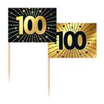 100 Jaar Cocktailprikkers Goud Zwart 50st