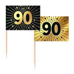 90 Jaar Cocktailprikkers Goud Zwart 50st