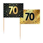 70 Jaar Cocktailprikkers Goud Zwart 50st