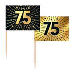 75 Jaar Cocktailprikkers Goud Zwart 50st