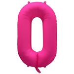 0 Jaar Cijfer Ballon Neon Roze Leeg 86cm