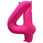 4 Jaar Cijfer Ballon Neon Roze Leeg 86cm
