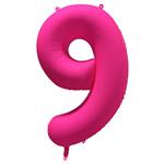 9 Jaar Cijfer Ballon Neon Roze Leeg 86cm