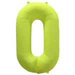 0 Jaar Cijfer Ballon Neon Geel Leeg 86cm