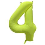 4 Jaar Cijfer Ballon Neon Geel Leeg 86cm
