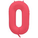 0 Jaar Cijfer Ballon Rood Neon Leeg 86cm