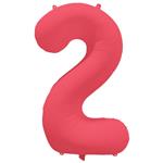2 Jaar Cijfer Ballon Rood Neon Leeg 86cm