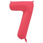 7 Jaar Cijfer Ballon Rood Neon Leeg 86cm
