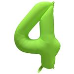 4 Jaar Cijfer Ballon Neon Groen Leeg 86cm