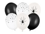 Halloween Ballonnen Zwart Wit Spinnen 30cm 6st