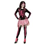 Skelet Kostuum Zwart Roze Dames 4 delig