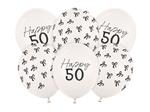 50 Jaar Ballonnen Zwart Wit Strik 30cm 6st