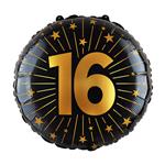 16 Jaar Helium Ballon Zwart Goud Leeg 45cm