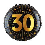 30 Jaar Helium Ballon Zwart Goud Folie Leeg 45cm