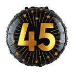 45 Jaar Helium Ballon Zwart Goud Leeg 45cm